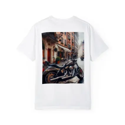 Harley Davidson Cruiser on European Cobblestone Street