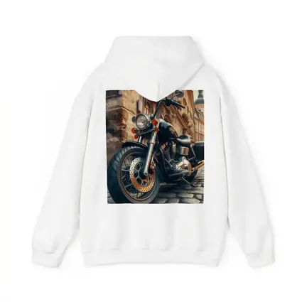 Harley Davidson Chopper on Cobblestone Street