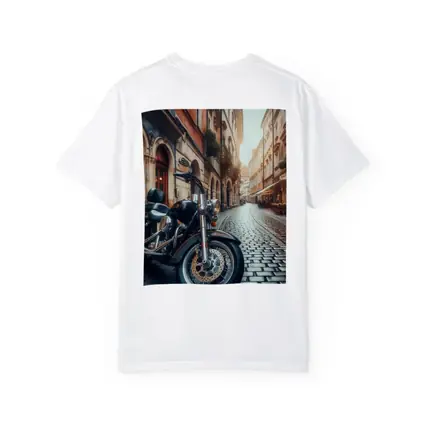 Harley Davidson Cruiser on European Cobblestone Street
