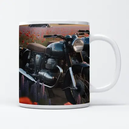 Vintage Moto Guzzi Motorcycle Poppy Field