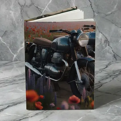 Vintage Moto Guzzi Motorcycle Poppy Field