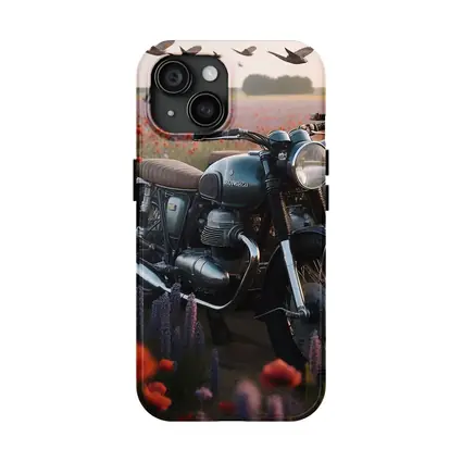 Vintage Moto Guzzi Motorcycle Poppy Field