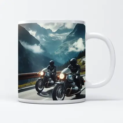Two Classic Motorcycles on Mountain Road