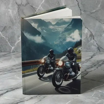 Two Classic Motorcycles on Mountain Road