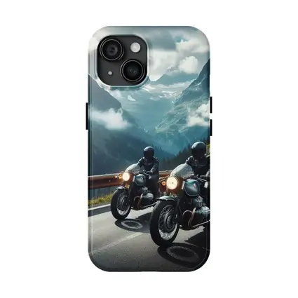 Two Classic Motorcycles on Mountain Road