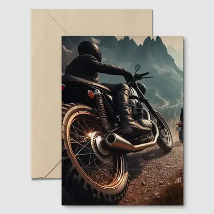 Scrambler Motorcycle Rider Mountain Road