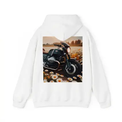Cafe Racer Motorcycle Daisy Field Sunset
