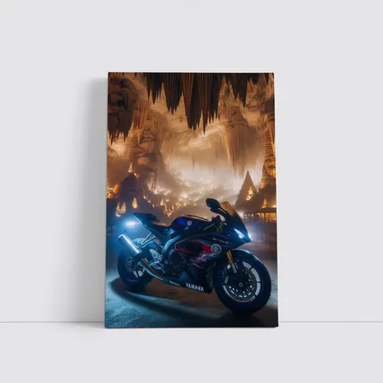 Yamaha Sport Bike Inside Glowing Cave