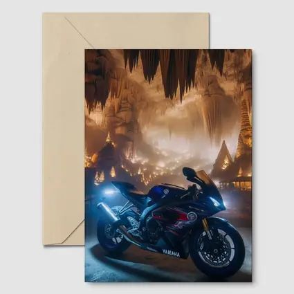 Yamaha Sport Bike Inside Glowing Cave