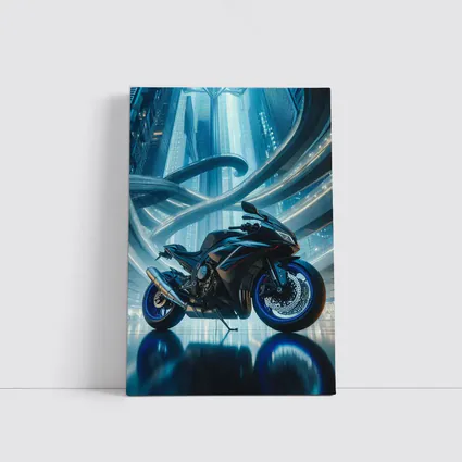 Sport Bike Superbike Futuristic City Blue Night