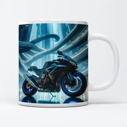 Sport Bike Superbike Futuristic City Blue Night