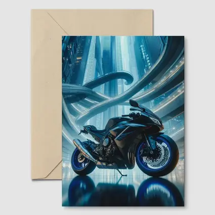 Sport Bike Superbike Futuristic City Blue Night
