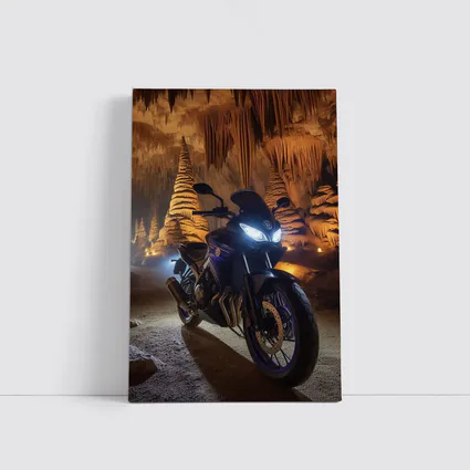 Yamaha Motorcycle Parked Inside Dramatic Cave