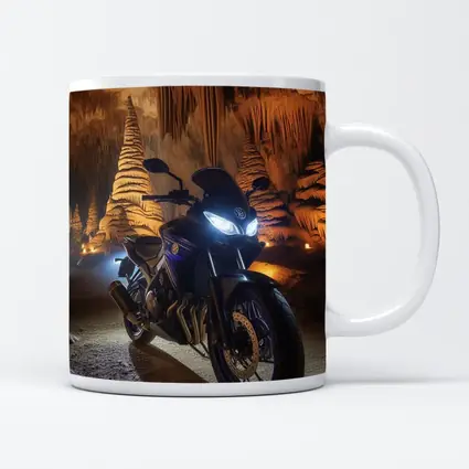 Yamaha Motorcycle Parked Inside Dramatic Cave