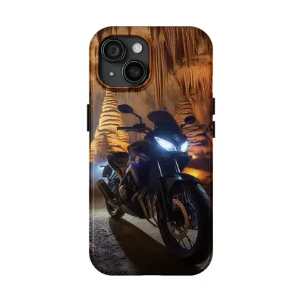 Yamaha Motorcycle Parked Inside Dramatic Cave