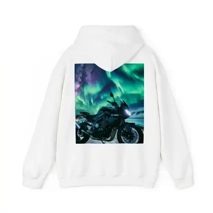 Yamaha Motorcycle Under Northern Lights Night