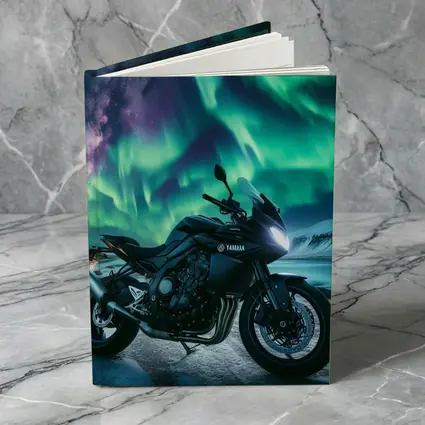 Yamaha Motorcycle Under Northern Lights Night