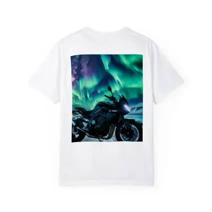 Yamaha Motorcycle Under Northern Lights Night