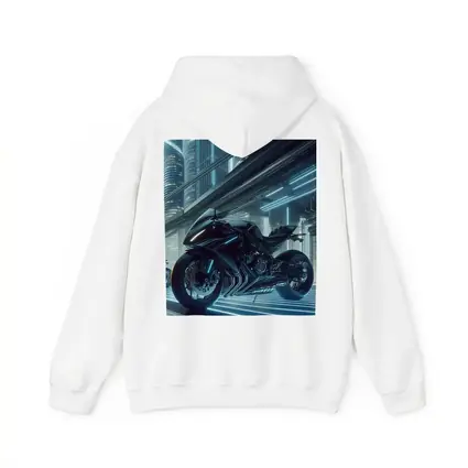 Black Futuristic Sport Bike Neon City