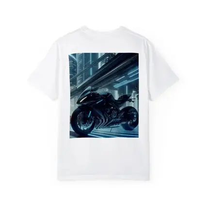 Black Futuristic Sport Bike Neon City
