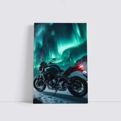 Naked Bike Motorcycle Under Northern Lights