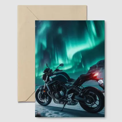 Naked Bike Motorcycle Under Northern Lights