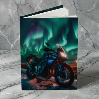 Yamaha Motorcycle Under Northern Lights Night
