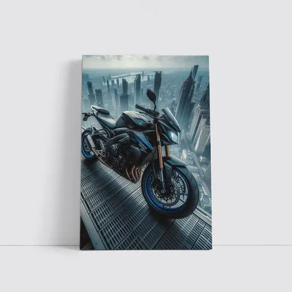 Yamaha Streetfighter Motorcycle Futuristic City Skyline