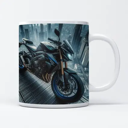 Yamaha Streetfighter Motorcycle Futuristic City Skyline