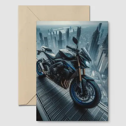 Yamaha Streetfighter Motorcycle Futuristic City Skyline