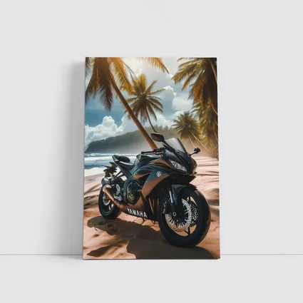 Yamaha Sport Bike Tropical Beach Palm Trees