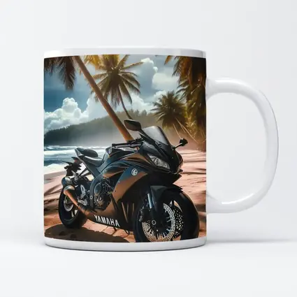 Yamaha Sport Bike Tropical Beach Palm Trees