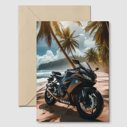 Yamaha Sport Bike Tropical Beach Palm Trees