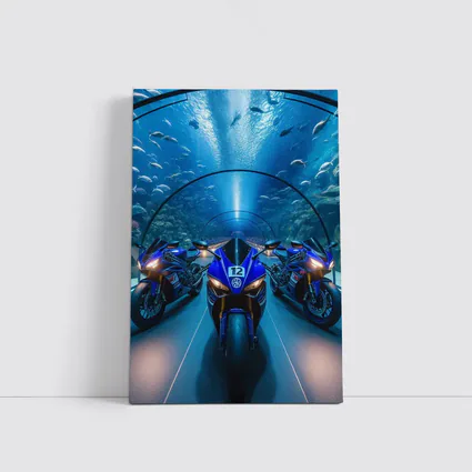 Yamaha R1 Superbikes Inside Aquarium Tunnel