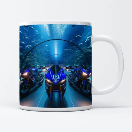 Yamaha R1 Superbikes Inside Aquarium Tunnel