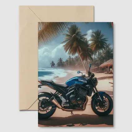 Yamaha Motorcycle Parked On Tropical Beach