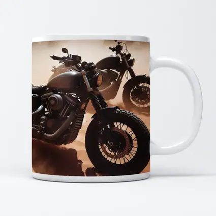Dark Motorcycles Parked On Desert Sand