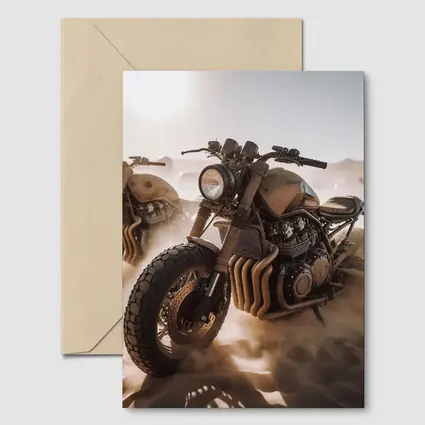 Desert Scrambler Motorcycle Sand Dunes Art