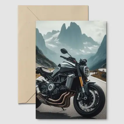 Naked Streetfighter Motorcycle Alpine Mountain Road