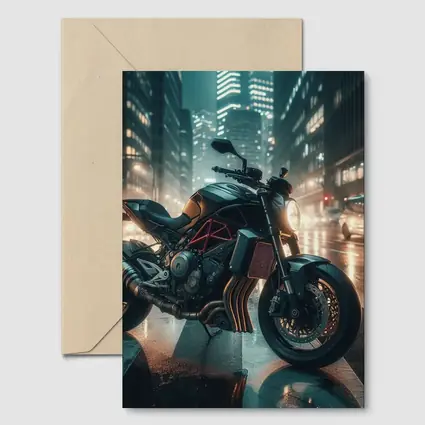 Dark Naked Bike Motorcycle Rainy City Night