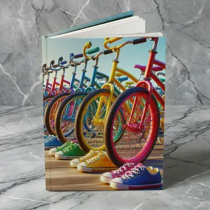 Colorful Bicycles and Sneakers on Boardwalk