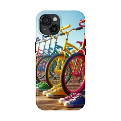 Colorful Bicycles and Sneakers on Boardwalk