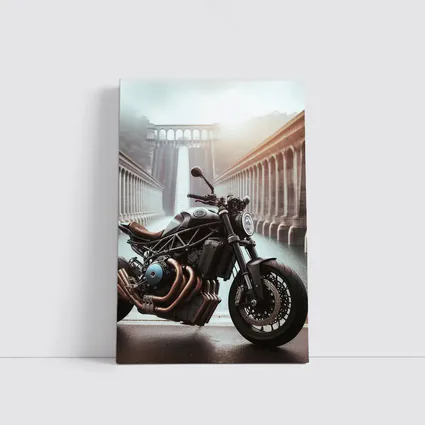 Dark Naked Streetfighter Motorcycle Near Concrete Dam