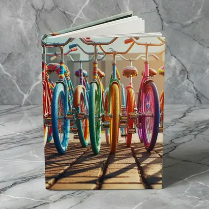Colorful Retro Bicycles Parked Sunny Street