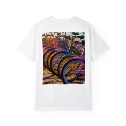 Colorful Beach Cruiser Bicycles Parked in Row