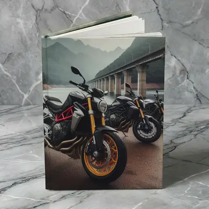 Naked Sport Bikes Parked By Mountain Bridge