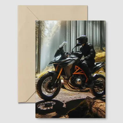 KTM Adventure Motorcycle Rider Forest Light