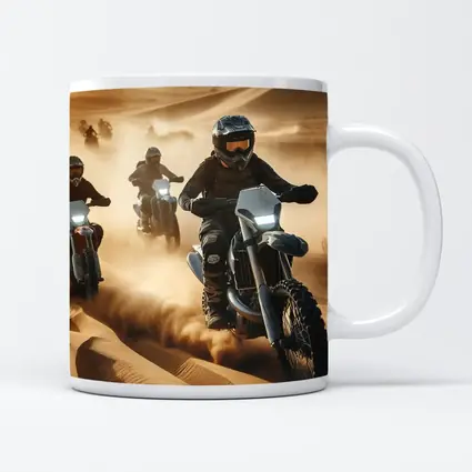 Dirt Bikes Racing Through Sandy Desert Dunes