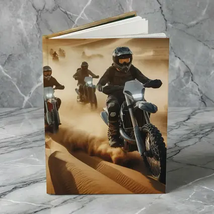 Dirt Bikes Racing Through Sandy Desert Dunes