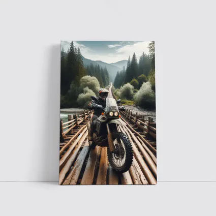 Adventure Dual Sport Bike Wooden Bridge Forest